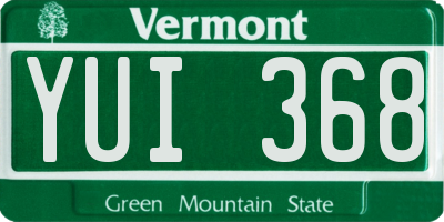 VT license plate YUI368