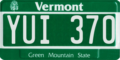 VT license plate YUI370