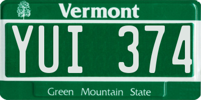 VT license plate YUI374