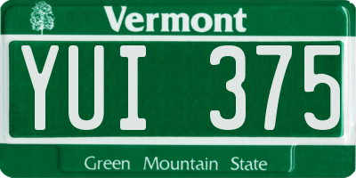 VT license plate YUI375