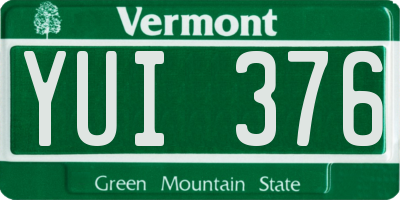 VT license plate YUI376