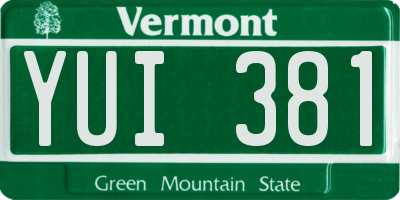 VT license plate YUI381