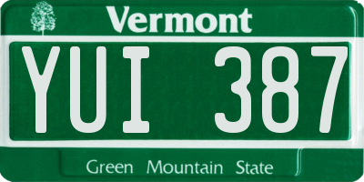 VT license plate YUI387