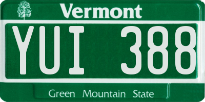 VT license plate YUI388