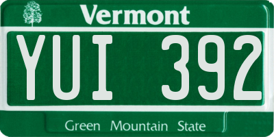 VT license plate YUI392