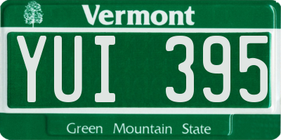 VT license plate YUI395