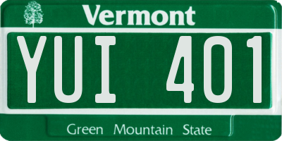 VT license plate YUI401