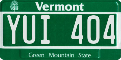 VT license plate YUI404