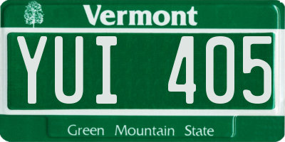 VT license plate YUI405