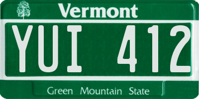 VT license plate YUI412