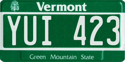 VT license plate YUI423