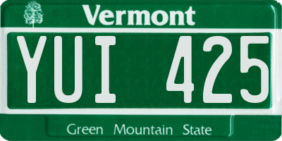 VT license plate YUI425
