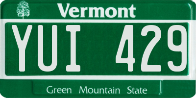 VT license plate YUI429