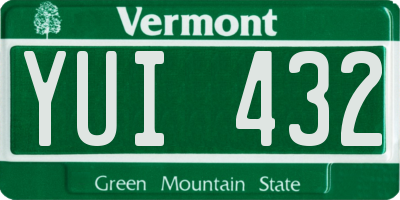 VT license plate YUI432