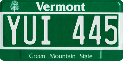 VT license plate YUI445