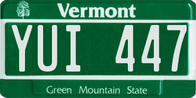 VT license plate YUI447