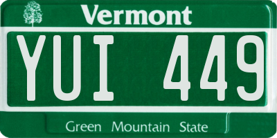 VT license plate YUI449
