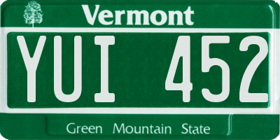 VT license plate YUI452