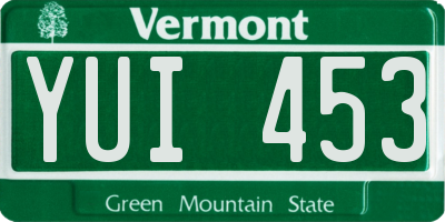 VT license plate YUI453