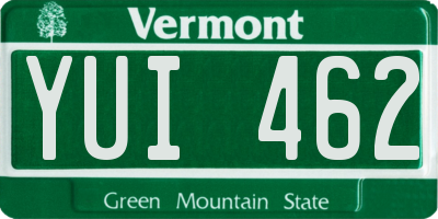 VT license plate YUI462