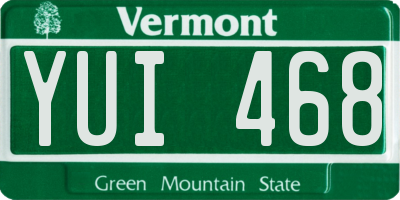 VT license plate YUI468
