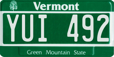 VT license plate YUI492