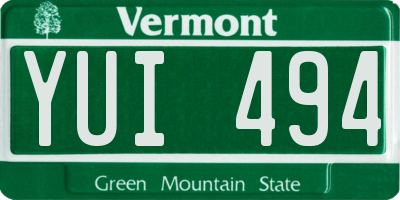 VT license plate YUI494