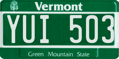 VT license plate YUI503