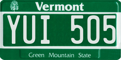 VT license plate YUI505