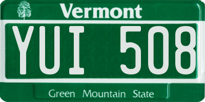 VT license plate YUI508