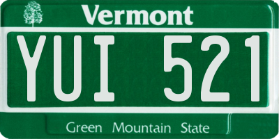 VT license plate YUI521