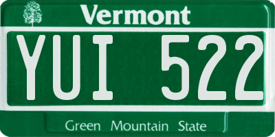 VT license plate YUI522