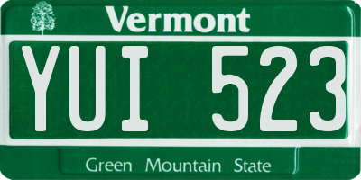 VT license plate YUI523