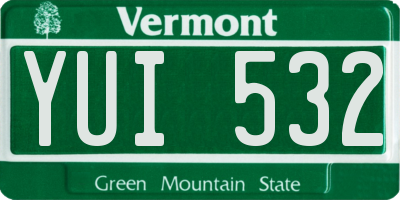 VT license plate YUI532