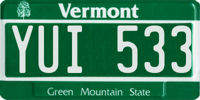 VT license plate YUI533