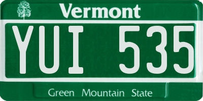 VT license plate YUI535