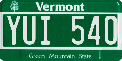 VT license plate YUI540