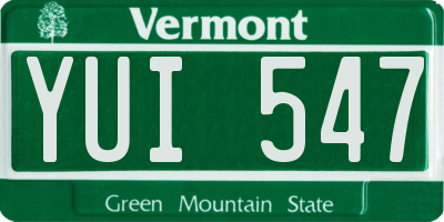 VT license plate YUI547