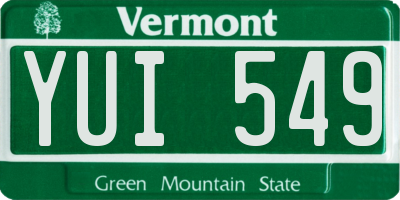 VT license plate YUI549