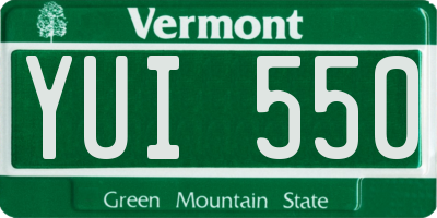 VT license plate YUI550