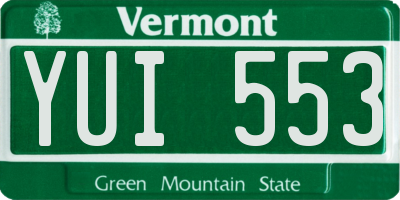 VT license plate YUI553