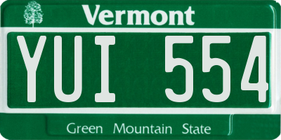 VT license plate YUI554