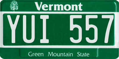VT license plate YUI557