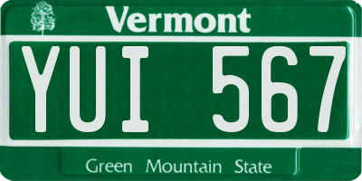 VT license plate YUI567