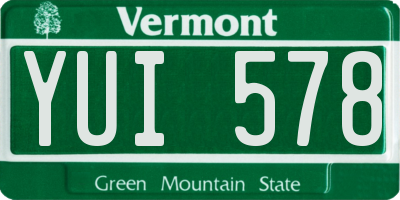 VT license plate YUI578