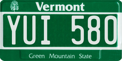 VT license plate YUI580