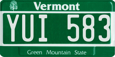 VT license plate YUI583