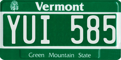 VT license plate YUI585