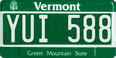 VT license plate YUI588
