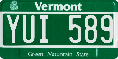 VT license plate YUI589